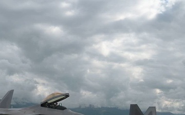B-Roll: Airmen conduct pre-flight checks on F-22 Raptors during RED FLAG-Alaska 26-3
