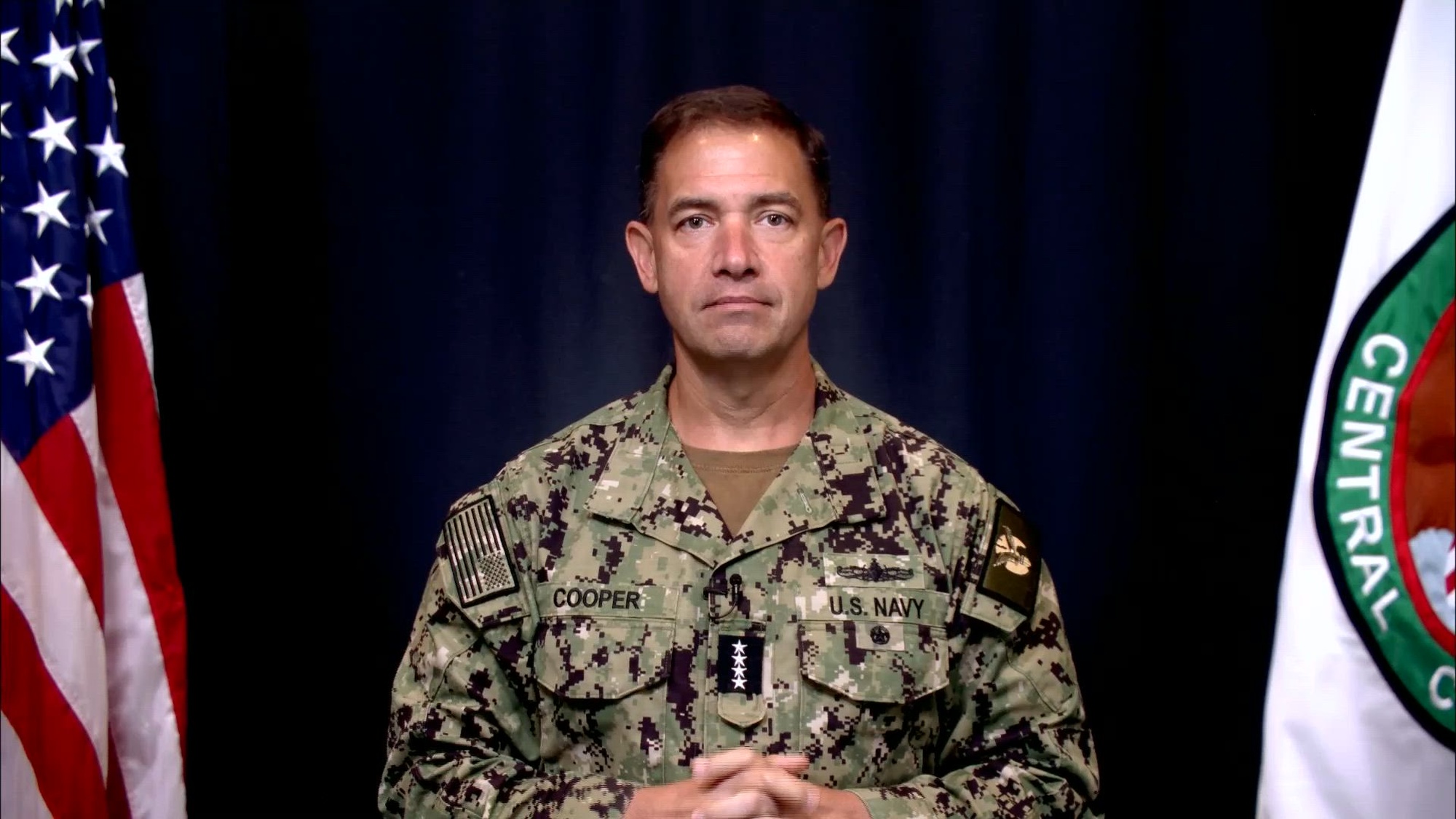 Adm. Brad Cooper, commander of U.S. Central Command, provides an operational update about ongoing missions in the Middle East, Aug. 27, 2026. (U.S. Central Command video)
