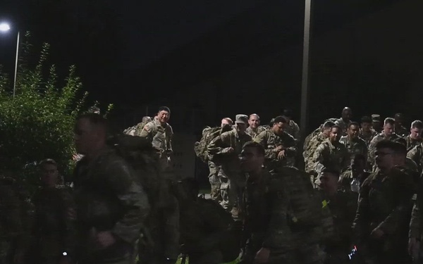 U..S Soldiers participate in the Royal Danish Air Force Ruck March
