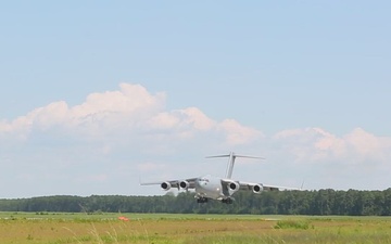 First landing at Davis Airfield South of a C-17 Globemaster III since resurfacing
