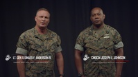 Lieutenant General Anderson introduces Command Master Chief Petty Officer Johnson