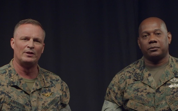 Lieutenant General Anderson introduces Command Master Chief Petty Officer Johnson