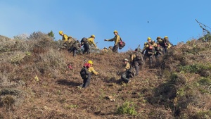 Wildland Firefighters Build Indirect Control Line on Plaskett Fire