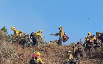 Wildland Firefighters Build Indirect Control Line on Plaskett Fire