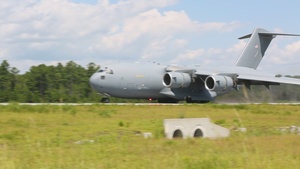 First landing at Davis Airfield South of a C-17 Globemaster III since resurfacing