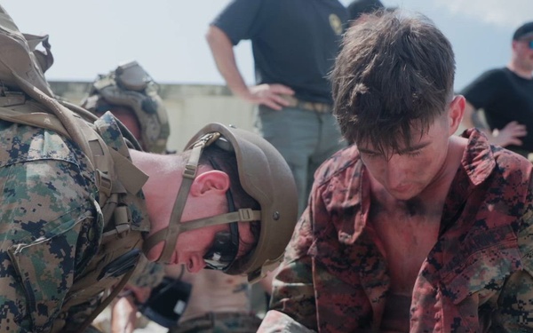 Expeditionary Operations Training Group and 26th Marine Expeditionary Unit conducts a mass casualty exercise