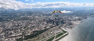 The U.S. Army Parachute Team jumps for Cleveland National Air Show