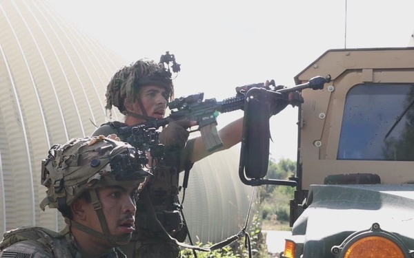 173rd Mobile Brigade Combat Team (Airborne) Soldiers engage OPFOR during Saber Junction 26