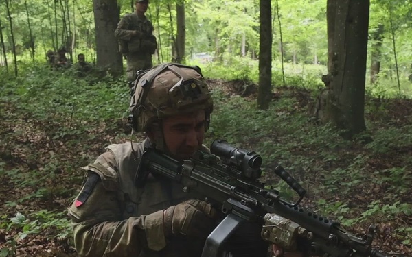 173rd Mobile Brigade Combat Team (Airborne) Soldiers engage OPFOR during Saber Junction 26