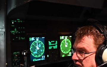 B-roll of a tropical storm fix mission flight