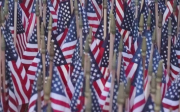 The Rock Island Arsenal 9/11 remembrance ceremony flags in honor of the 25th anniversary of those who perished since 9/11.