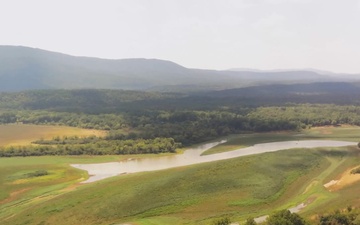 The U.S. Army Corps of Engineers stages pumping equipment at Blue Mountain Lake