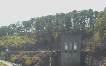 The U.S. Army Corps of Engineers stages pumping equipment at Blue Mountain Lake