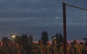 U.S. Marine Corps Officer Candidates with OCS conduct the Initial PFT