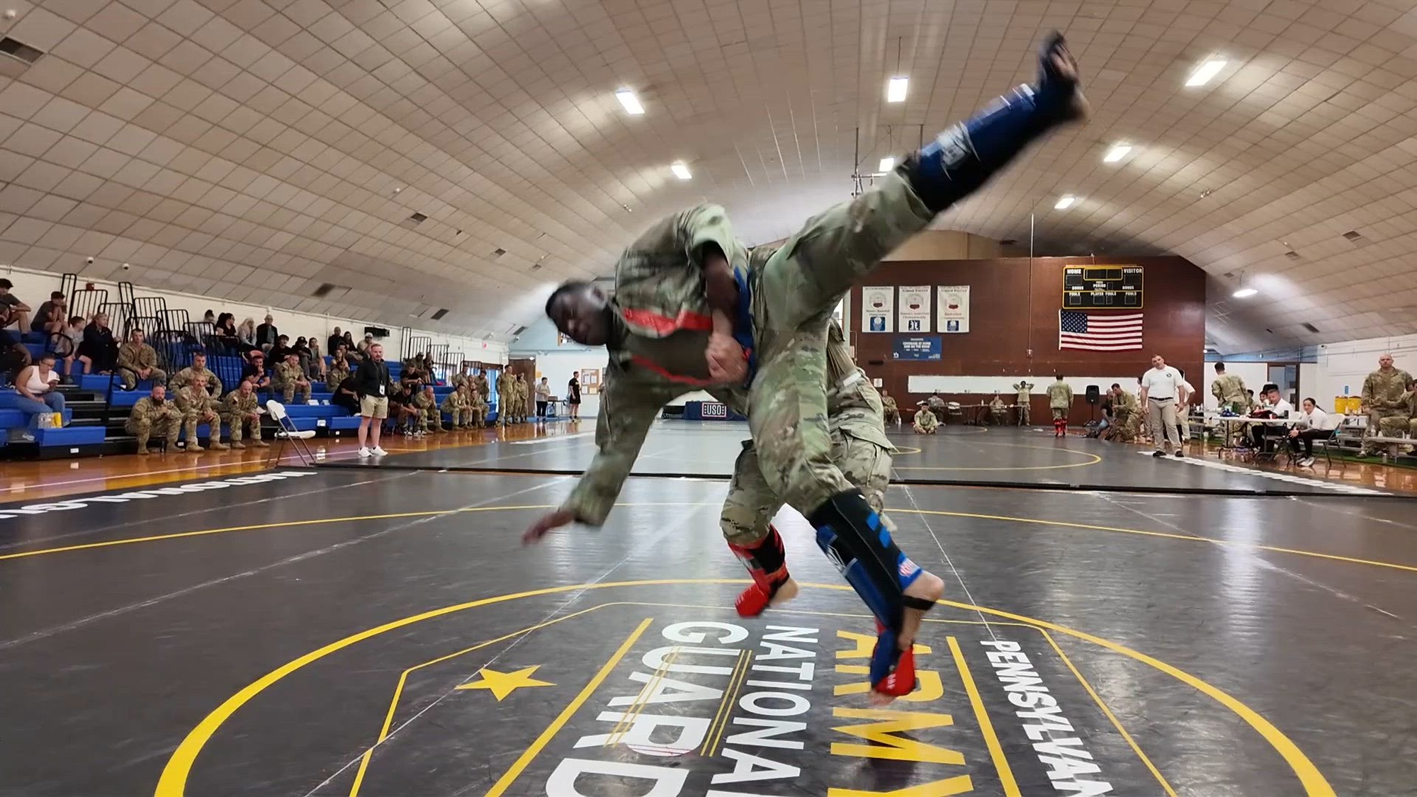 Forty-six Pennsylvania National Guard Soldiers and Airmen competed in the second annual Keystone Combatives Tournament at Fort Indiantown Gap, Pennsylvania, Sept. 12-13, 2026. The tournament tested competitors' close quarters combat skills in a controlled environment while building readiness and camaraderie across the Pennsylvania National Guard. Competitors advanced through intermediate, consolation and championship bouts, with rules progressively expanding to allow additional striking and grappling techniques. Professional fighter Jalin Turner attended the tournament to support competitors, provide remarks and assist with the awards ceremony. (U.S. Army National Guard video by Sgt. 1st Class Shane Smith)