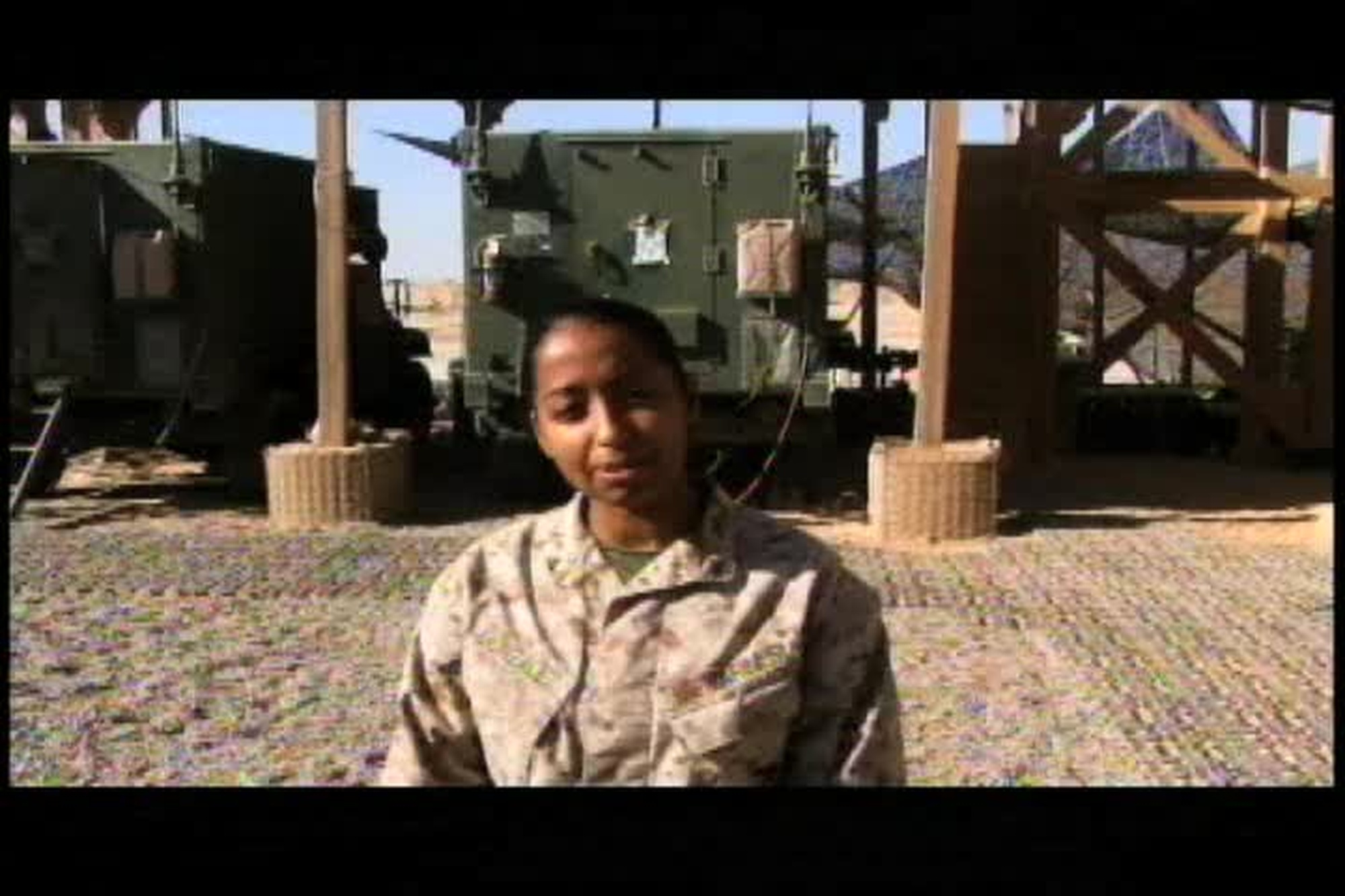 Lance Cpl. Sahara Gonzalez sends a greeting to Bronx, New York from Forward Operating Base Dwyer for Holiday Season 2010