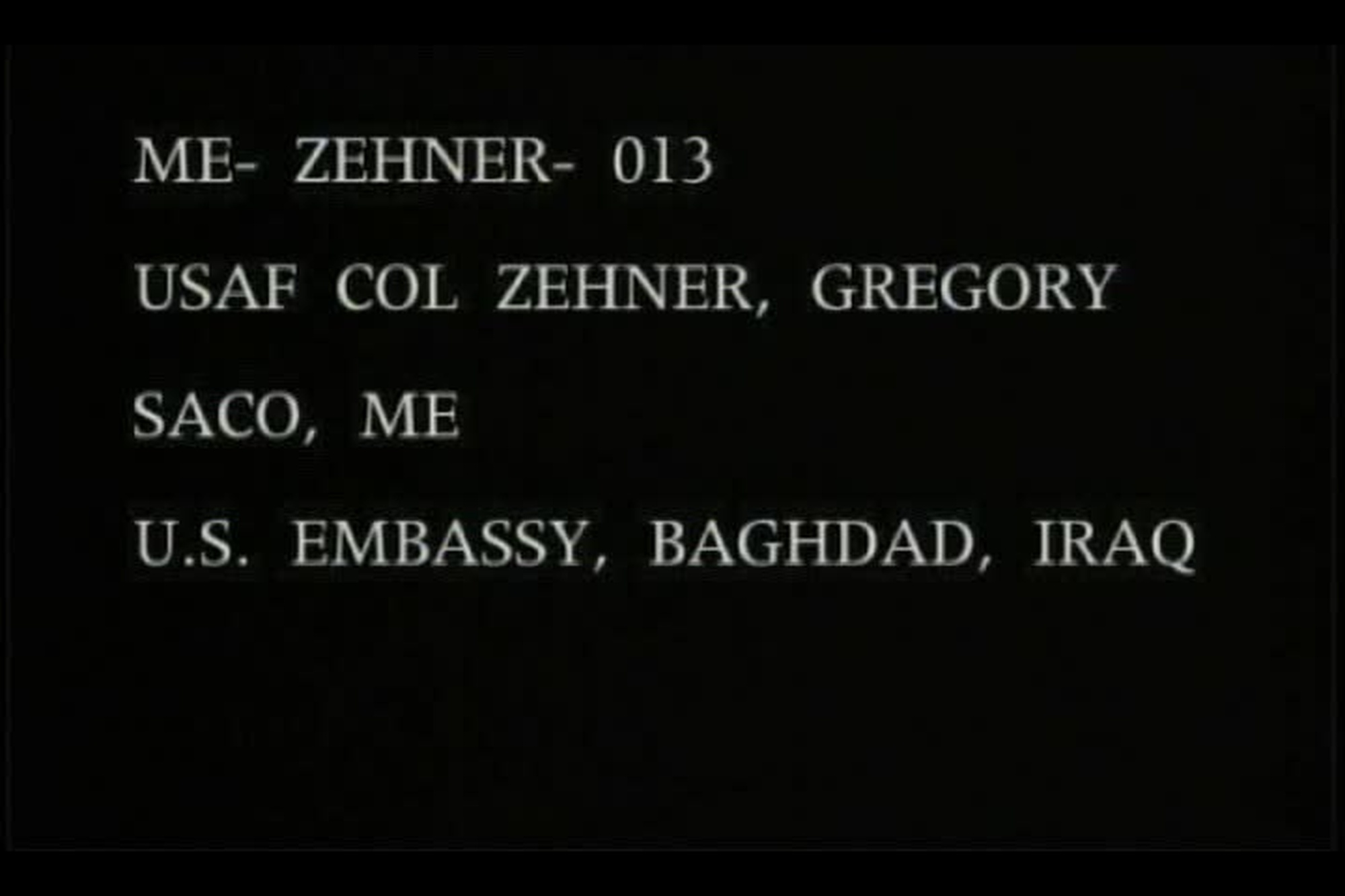 Col. Gregory Zehner sends a greeting to Saco, Maine from Baghdad, Iraq for Holiday Season 2010
