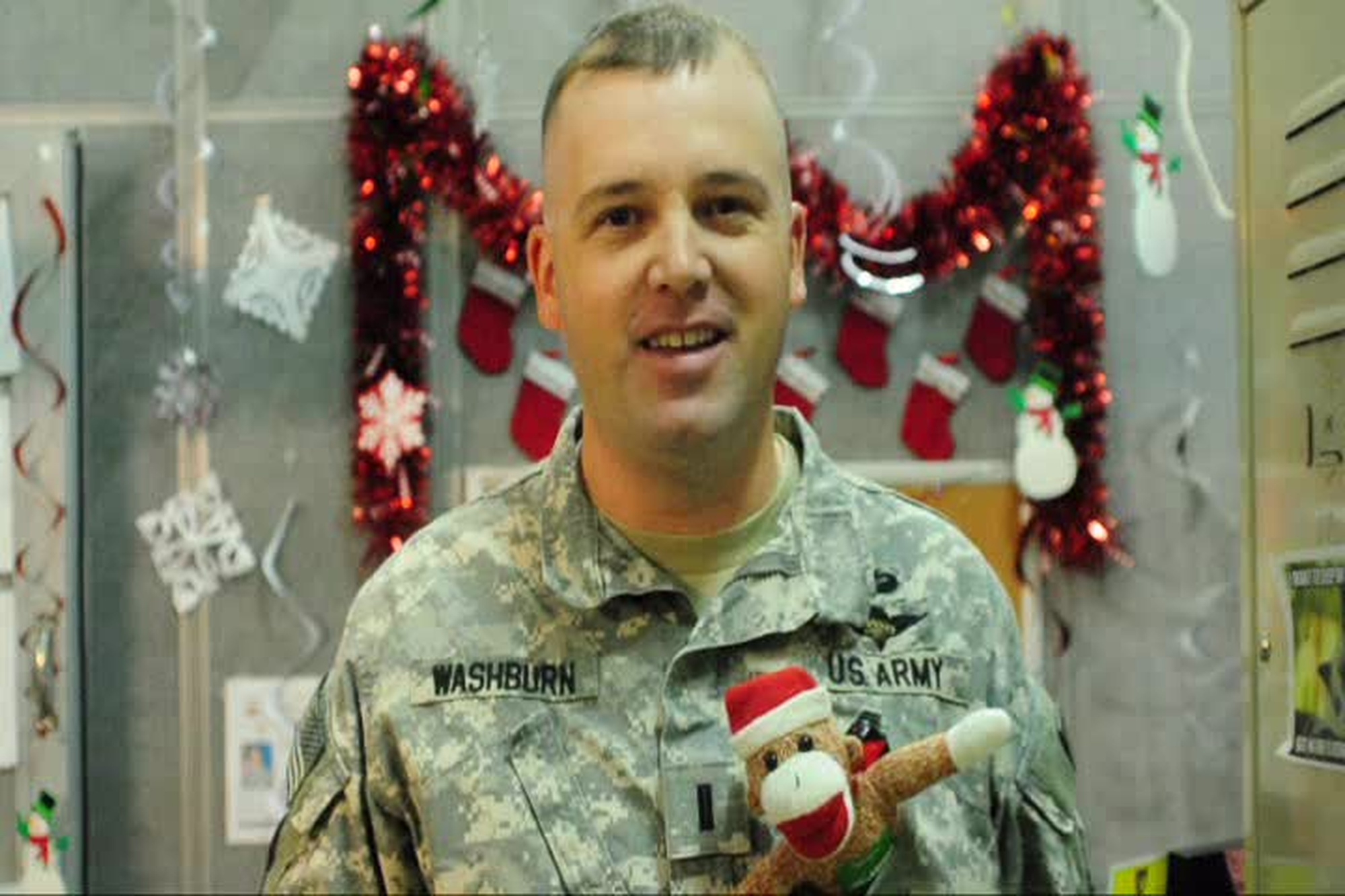 1st Lt. Lee Washburn sends a greeting to Draper, Utah from Camp Arifjan, Kuwait for Holiday Season 2012