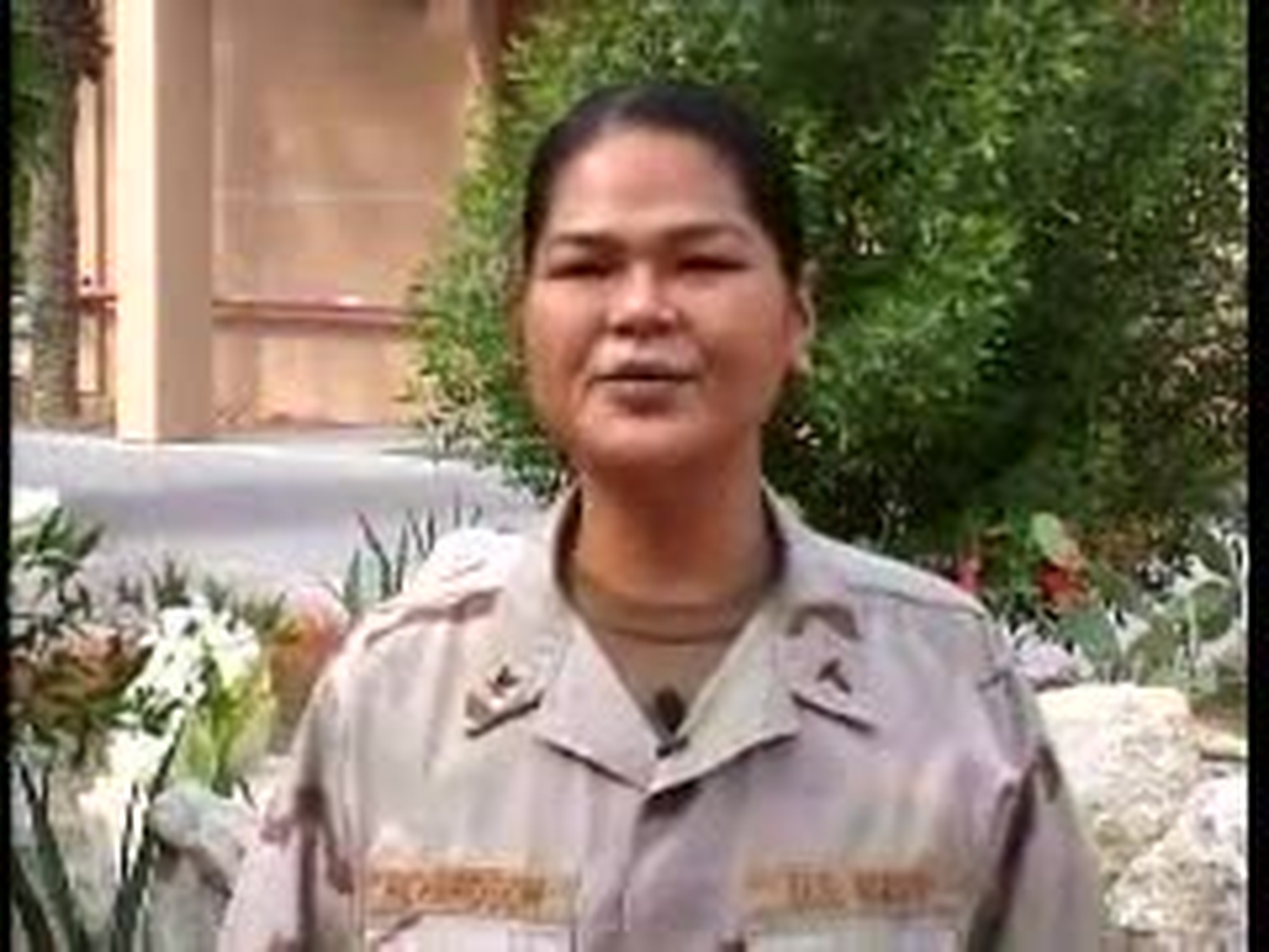 Petty Officer 3rd Class Katrina Richardson sends a greeting to Hinesville, Georgia from Bahrain for Thanksgiving 2006
