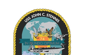 A crest created to summarize and represent the aircraft carrier USS John C. Stennis’ (CVN 74) 2018-2019 deployment and homeport change