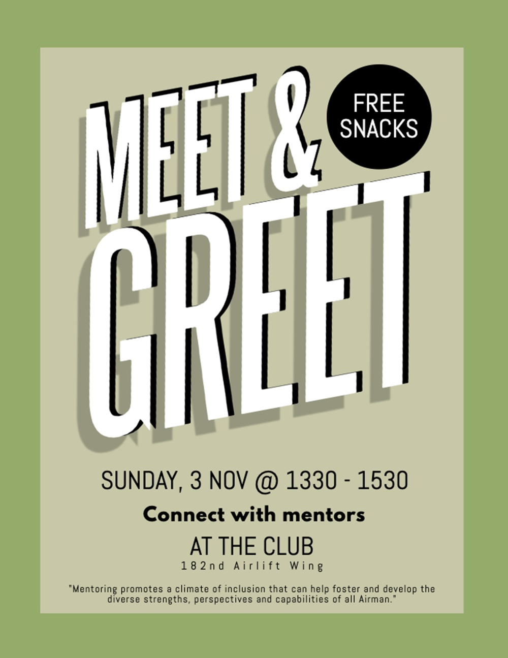 Mentorship Meet &amp; Greet (Nov. 3, 2019) promotional poster