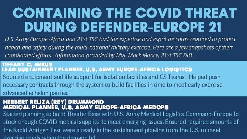 Team 21, Joint Force Effort Contains COVID Threat During DEFENDER-Europe 21