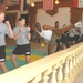 Billy Blanks demonstrates a kick to Soldiers