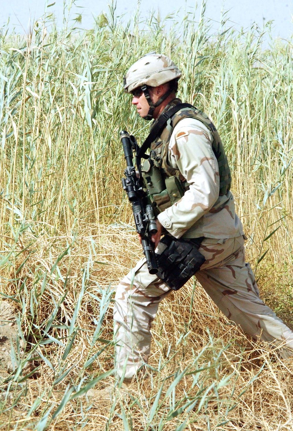 Cpl. Steve Warming walks through elephant grass