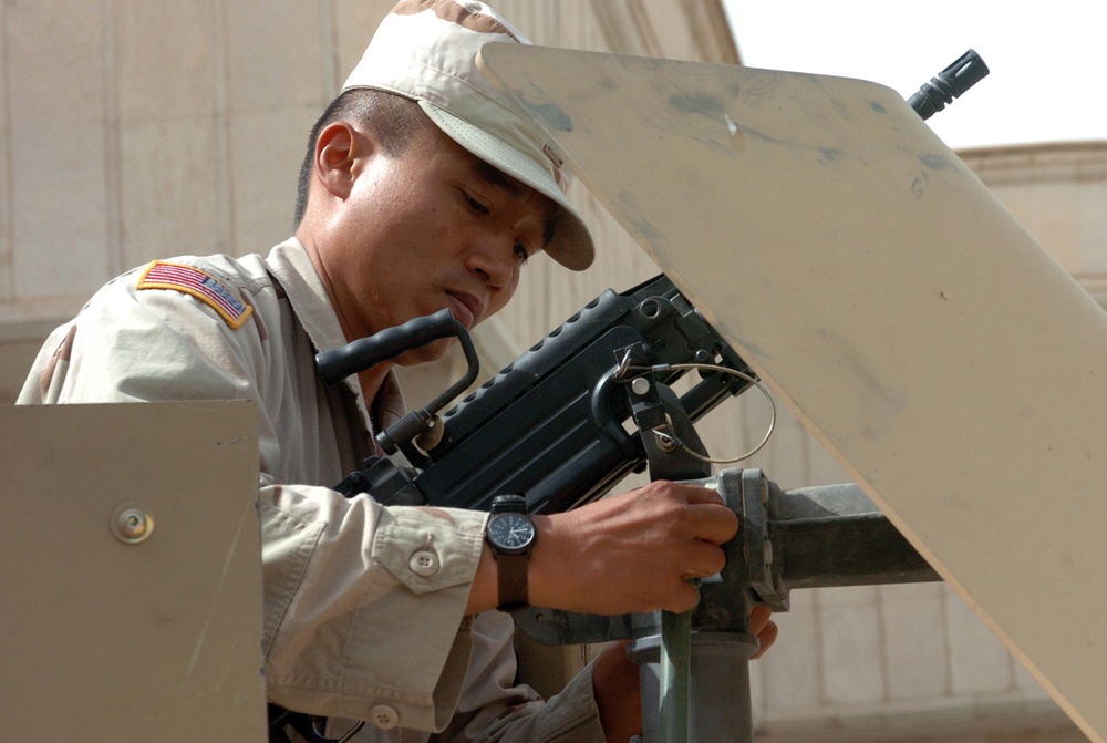Army Sgt. Doug Jessup prepares for a convoy