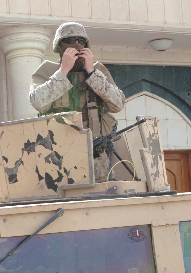 Sgt. Meade prepares himself for a convoy