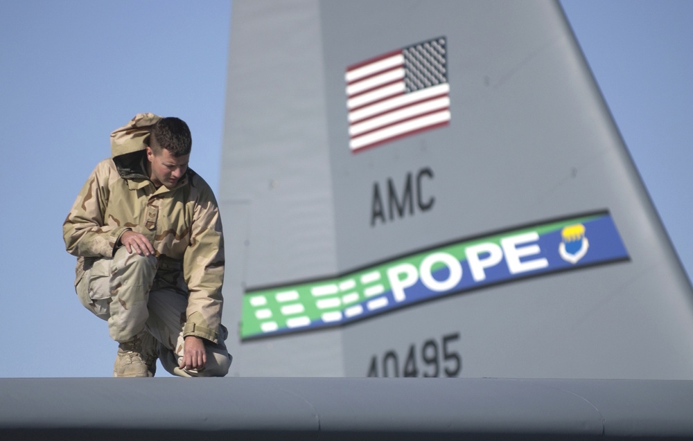 SSgt Keissling conducts a through flight inspection