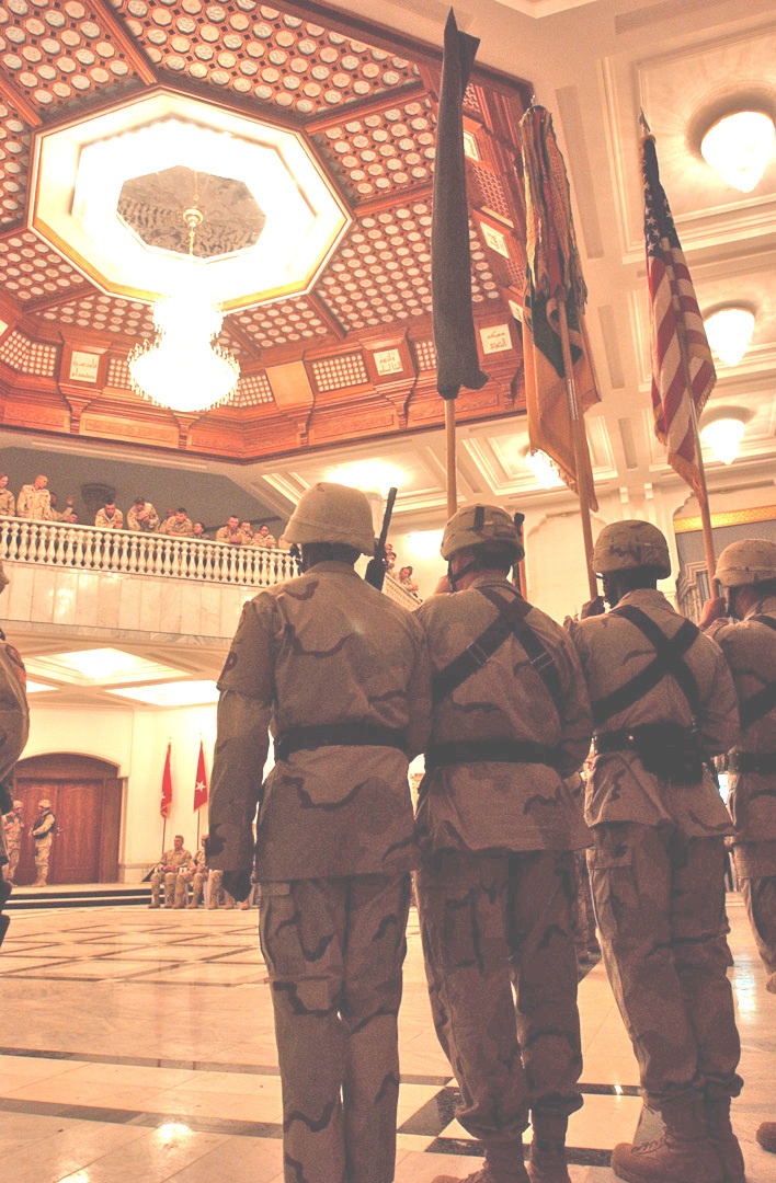 The 89th Military Police Brigade guideon stands for the last tim