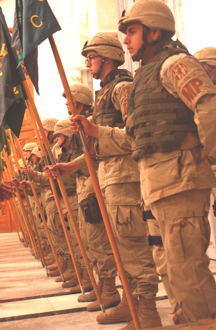 Soldiers stand tall during the change of responsibility