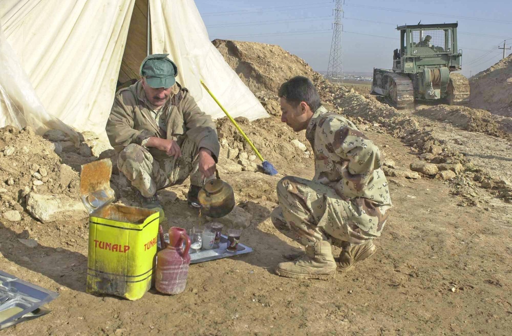 Making chai for US Soldiers