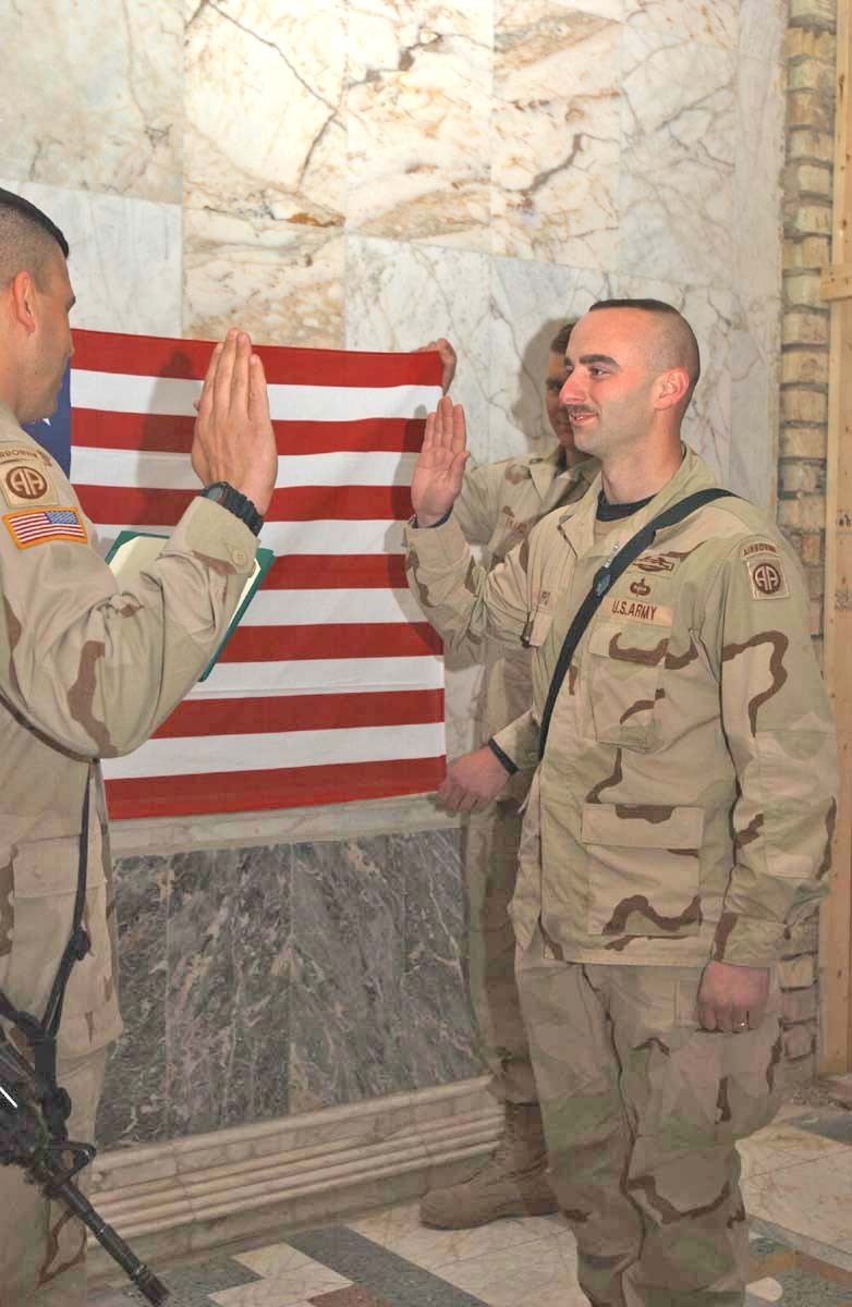 SSgt. Bill Flippo swears his oath of re-enlistment