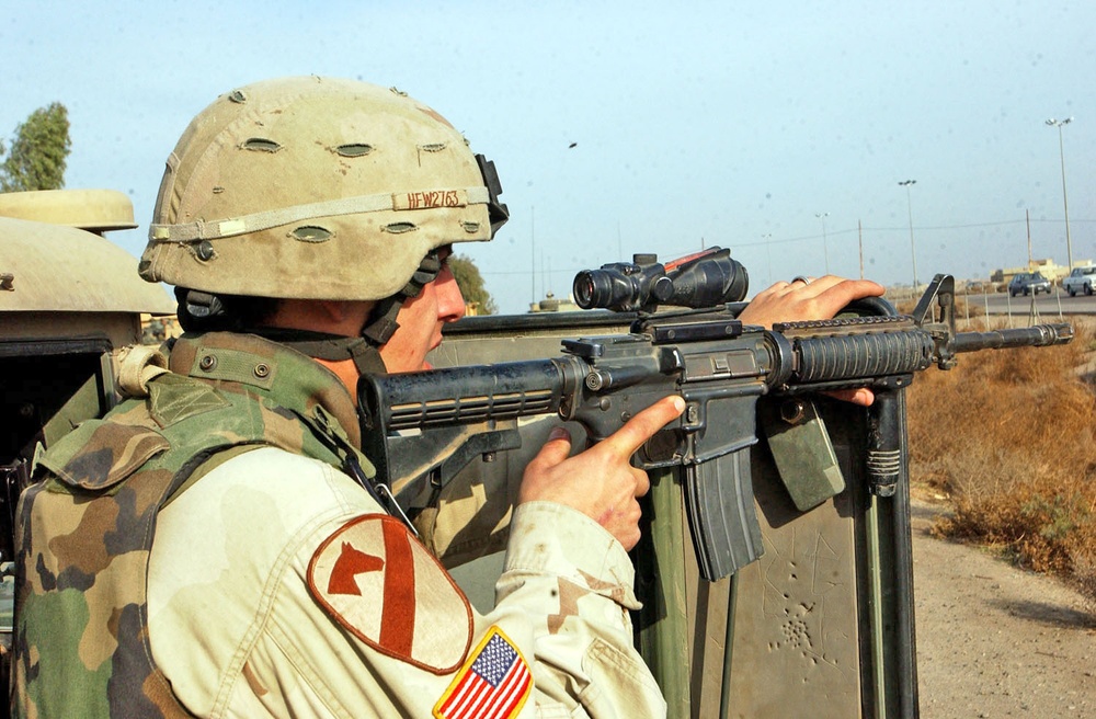 Spc. Joseph Werner pulls security at the site of unexploded ordn