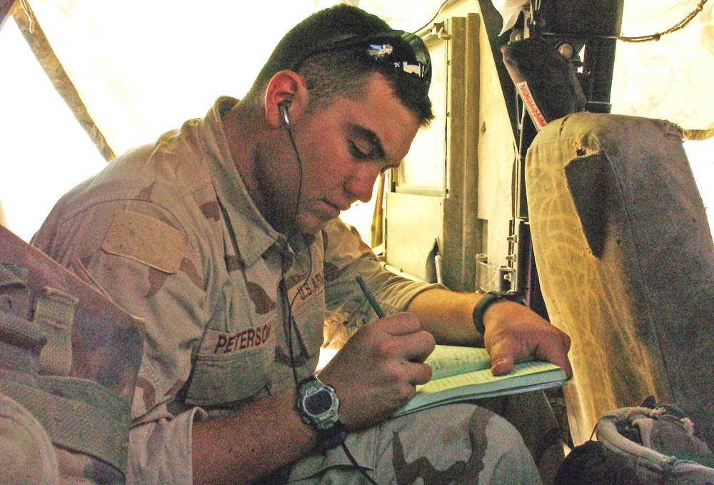 Spc. Stuart Peterson writes in his journal