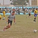 Sgt. Grentz goes after the ball during a soccer game