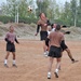 Christopher Burnham uses his head to hit a soccer ball