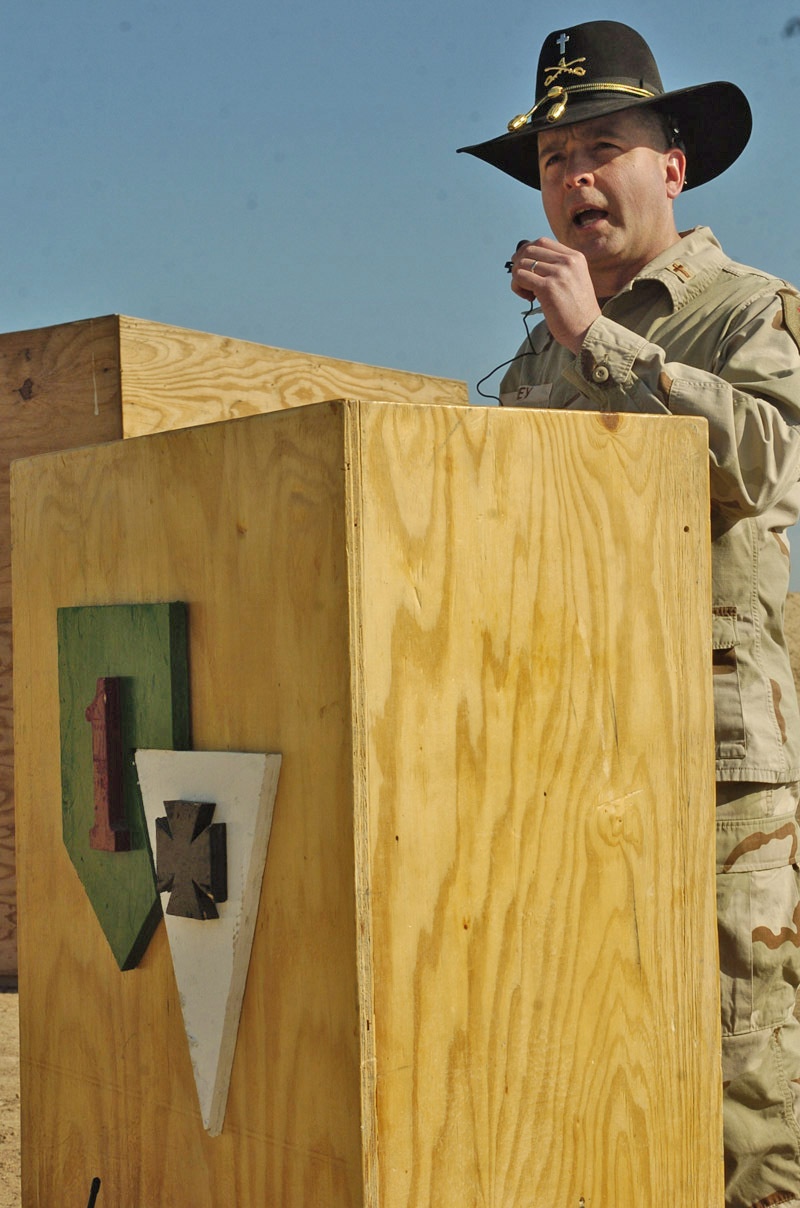 Chaplain MAJ Chip Huey offers a prayer