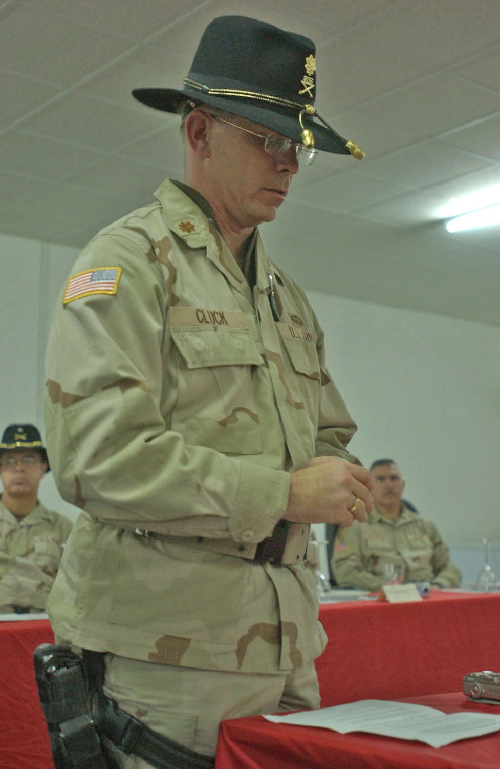 Maj Damian Cluck speaks of the Soldiers lost during the current