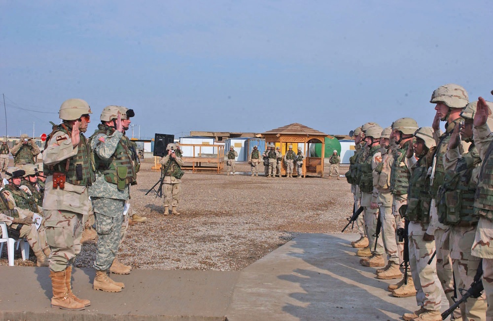 Officers reenlists nine First Team troopers during a ceremony