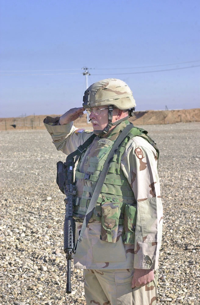 Sergeant Major Lawrence Vance salutes