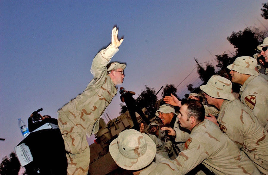 A Soldier takes the opportunity to stage dive