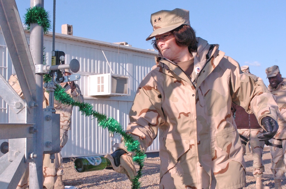 Rear Adm. Nancy Brown christens tower