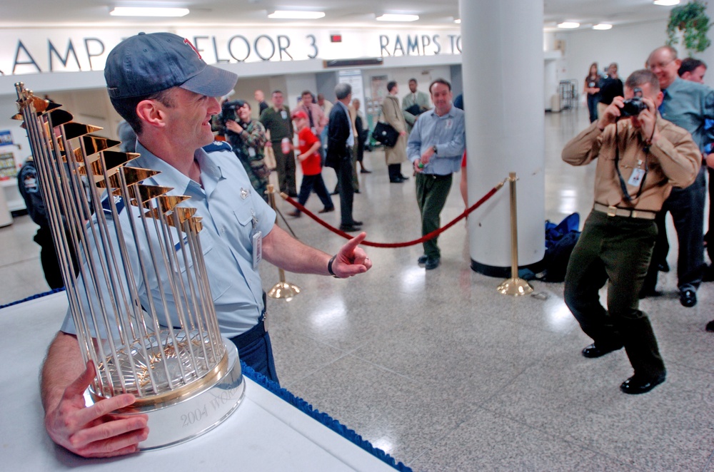 Red Sox World Series trophy visits Pentagon