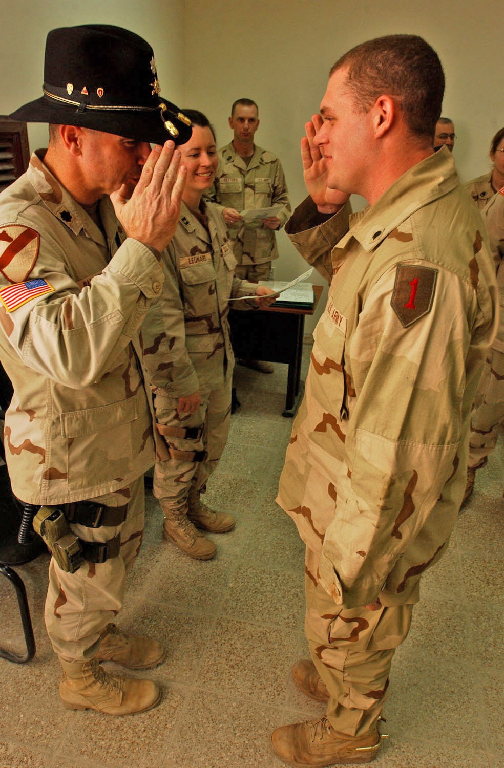 Wearing his new spurs, Spc. Thaddeus Dawkins