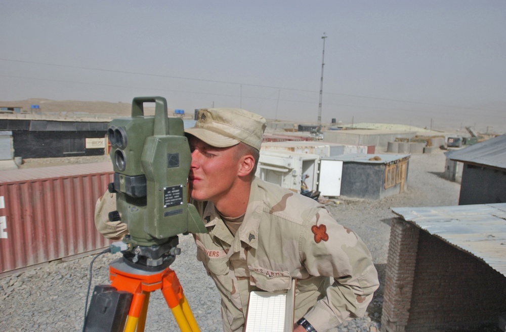 Sgt. Joseph Rivers lines up the Geodimeter