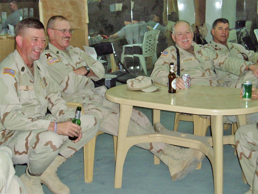 Soldiers enjoy a relaxing moment in the (Steel Bullethole)