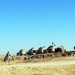 Soldiers march through palm groves